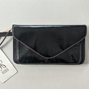 HOBO black leather clutch wristlet